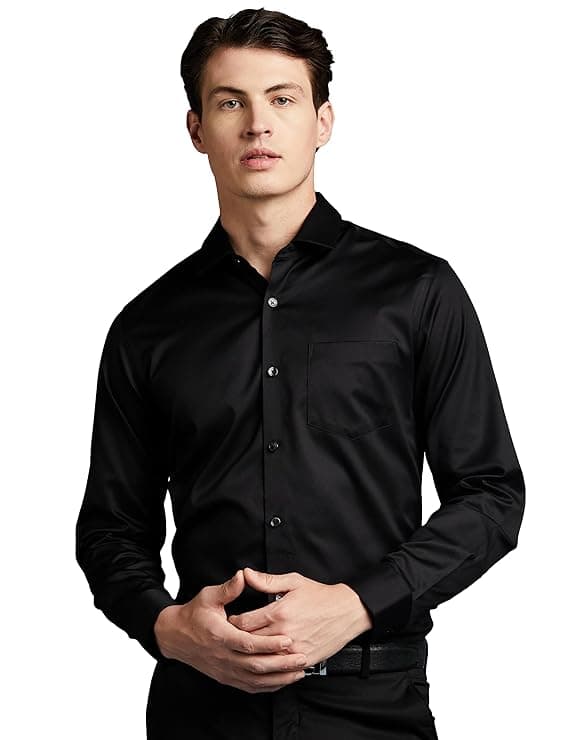Black Plain Slim Fit Casual Shirt